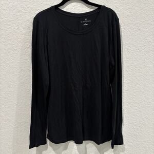 Caslon Womens XL Black Long Sleeve Modal Cotton Knit Top Nordstrom Soft